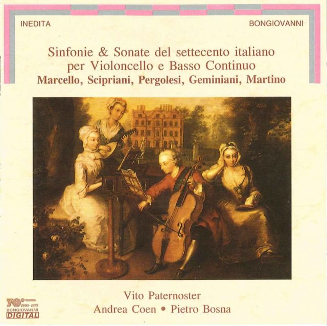 <strong>Sinfonie & Sonate del settecento italiano per Violoncello e Basso Continuo</strong><br />AA.VV. (Marcello, Scipriani, Pergolesi, Geminiani, Martino)