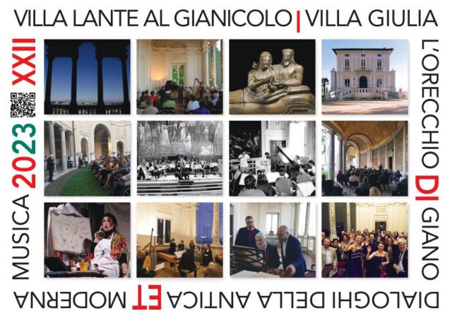 <strong>L’Orecchio di Giano 2023 </strong><br />Dialoghi della Antica et Moderna Musica<br /><br /><strong>a VILLA LANTE AL GIANICOLO & a </strong><strong style="border: 0px; margin: 0px; padding: 0px;">VILLA GIULIA</strong><br />dal 1 gennaio al 19 settembre